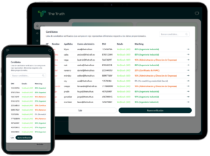Captura de la plataforma The Truth mostrando el proceso de verificación de varias credenciales digitales